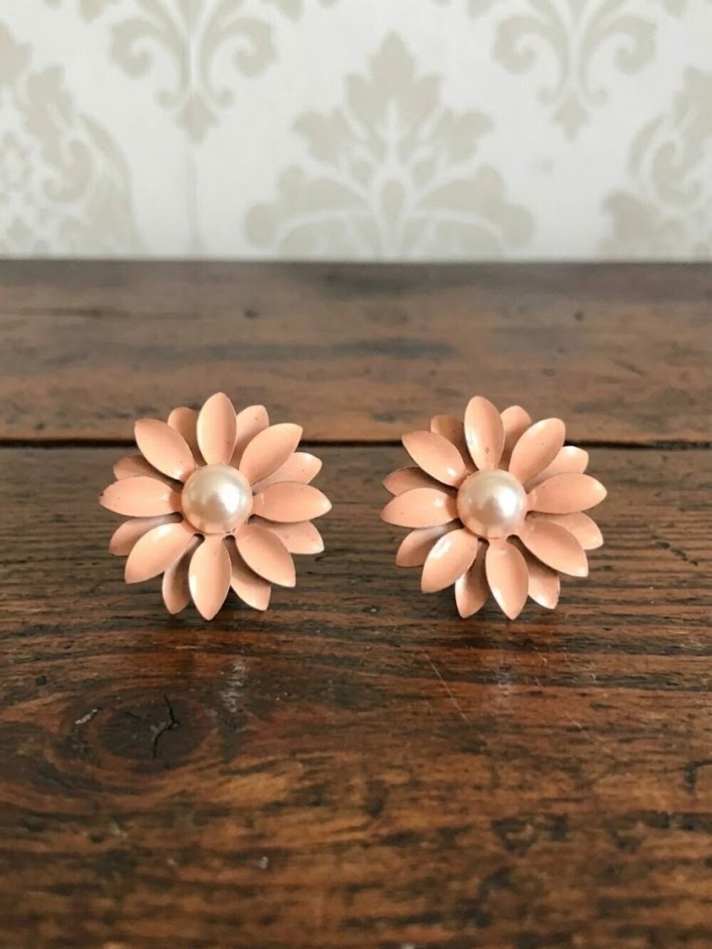 Ladies Pink Flower Earrings - Picture 11 of 11